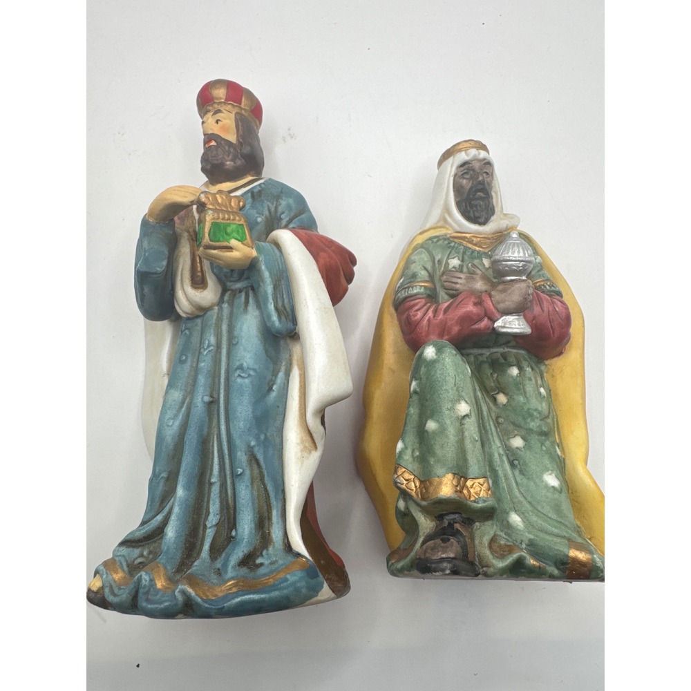 Vintage Ceramic Three Wise Men Nativity Figurines Set of 2 Kings 6.5 Inch